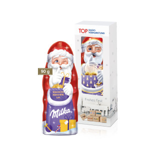 Werbekartonage mit Milka Weihnachtsmann, 90 g