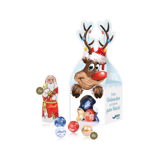3D Präsent "Rentier" Weihnachten, Lindt Minis und Nikolaus