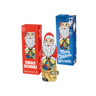 Werbekartonage mit Klett Weihnachtsmann, 40 g