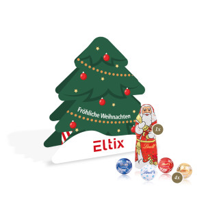 Präsent "Tannenbaum" mit 4 Lindt Minis, Lindt Weihnachtsmann