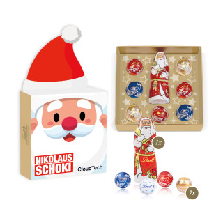 Präsent "Nikolausmütze" mit 7 Lindt Minis, Lindt Weihnachtsmann