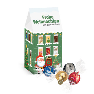 Präsent "Weihnachtshaus Wintertraum", Lindt Schokoladen und Nikolaus