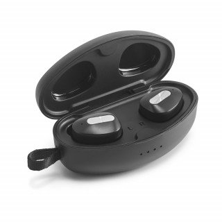 DESCRY. kabellose In-Ear Kopfhörer aus Metall und ABS inkl. Ladegerät, silber