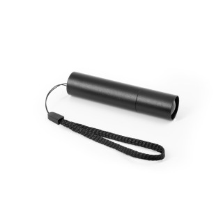 BRUCE. Wiederaufladbare Taschenlampe aus recyceltem Aluminium (100 % rAL) mit 30 mm ausziehbarer Spitze, schwarz