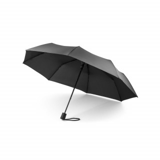 CIMONE. Faltbarer Regenschirm aus rPET mit PP-Griff, schwarz