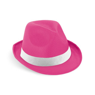 MANOLO POLI. Hut aus PP mit weißen Band aus Polyester, rosa