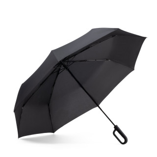 CAMILLE. Großer Regenschirm (27") aus 190T Pongee, schwarz