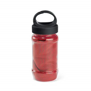 ARTX PLUS. Sporthandtuch aus Polyamid und Polyester mit Flasche, rot