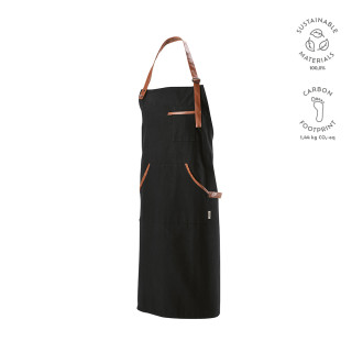 Goya Schürze aus recyceltes Baumwolle 300 g/m² mit rPU-Details, schwarz