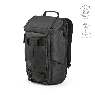 "Paso Backpack" 20L Rucksack aus rPET mit unteren Schlaufen für Laptops bis 17", schwarz
