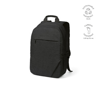 Vilnius 18L Rucksack aus rPET. Fronttasche. Laptops bis 17", schwarz