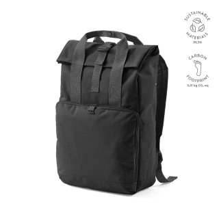 Warsaw 20L Rucksack aus rPET.Roll-Top- und Schnallenverschluss, schwarz