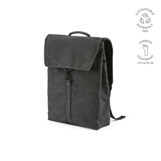 Prague 25L Rucksack, recyceltes Baumwolle. Hakenverschluss. Laptops bis 17", schwarz