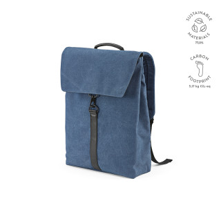 "Prague Backpack" 25L Rucksack aus recycelter Baumwolle mit Hakenverschluss für Laptops bis 17", blau