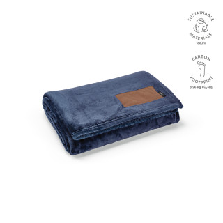 Van-Eyck Decke aus rPET (240 g/m²). Mit personalisierbarem Aufnäher, blau