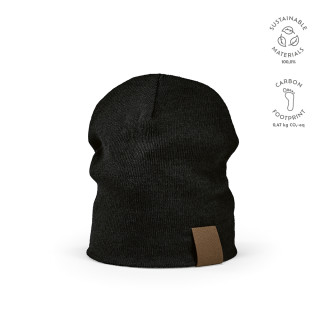 Marley Mütze aus rPET. Mit personalisierbarem Aufnäher, schwarz