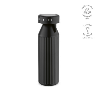 "Timeos Bottle" Trinkflasche aus recyceltem Edelstahl, 690 ml mit LED-Erinnerung, schwarz