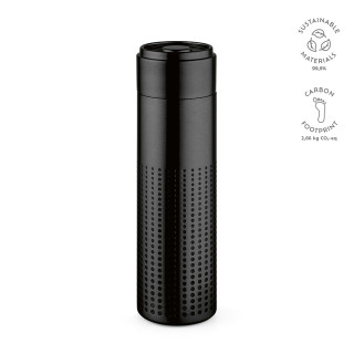 Perfora Trinkflasche aus recycelter Edelstahl, 540ml. Doppelwandig, schwarz