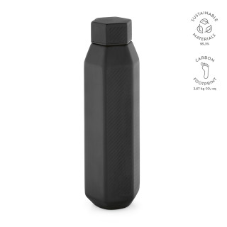 "Hexagul Bottle" Trinkflasche aus recyceltem Edelstahl, 530 ml, doppelwandig, schwarz