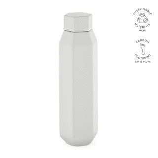 Hexagul Trinkflasche aus recycelter Edelstahl, 530ml. Doppelwandig, weiß