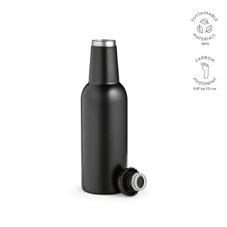 "Sepik Bottle" Trinkflasche aus recyceltem Edelstahl, 360 ml, doppelwandig, auslaufsicher, schwarz