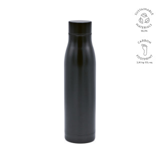 Acuara Trinkflasche aus recycelter Edelstahl, 630 ml. Doppelwandig, schwarz