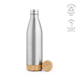 "Congo Bottle" Trinkflasche aus recyceltem Edelstahl und Bambus, 780 ml, doppelwandig, silber