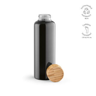 "Indus Bottle" Trinkflasche aus Borosilikatglas, 510 ml mit Bambusdeckel, schwarz