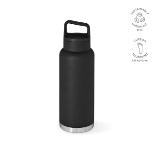 Zambezi 1000 Trinkflasche recycelter Edelstahl, 1160 ml. Mit Tragegriff, schwarz