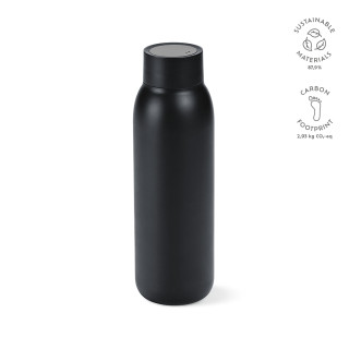 "La Plata Bottle" Trinkflasche aus recyceltem Edelstahl, 650 ml mit LED-Anzeige, schwarz