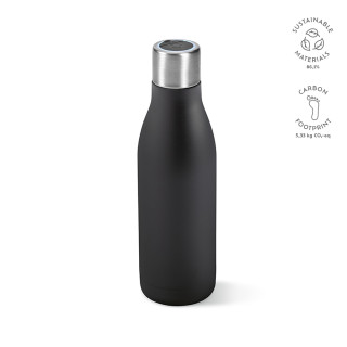 "Parana Bottle" Trinkflasche aus recyceltem Edelstahl, 550 ml mit UV-Desinfektionsfunktion, schwarz