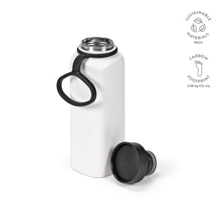 "Ural Bottle" Trinkflasche aus recyceltem Edelstahl, 820 ml mit 360° Push-Verschluss, schwarz