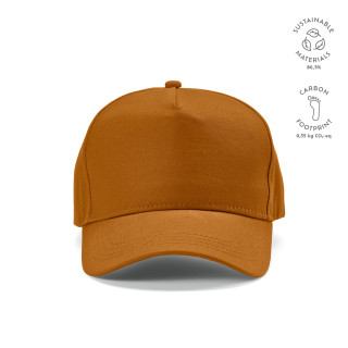 "Hendrix Cap" Kappe aus recycelter Baumwolle (280 g/m²) mit Metall-Schnallenverschluss, braun