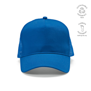 "Zappa Cap" Kappe aus rPET und recycelter Baumwolle mit Druckknopfverschluss, blau