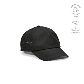 "Armstrong Cap" Kappe aus rPET mit 6-Panel und Klettverschluss, schwarz