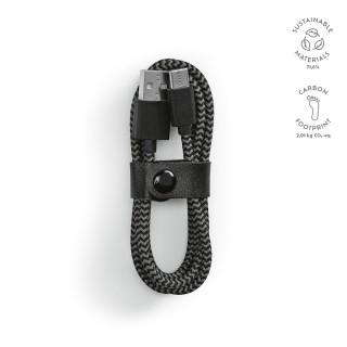 Leibniz Kabel aus rPET. 1 m. USB-C auf USB-A. Schnellladefunktion, schwarz