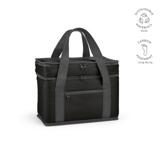 Florence L 10L Kühltasche aus rPET. Zwei Fächer und eine Fronttasche, schwarz