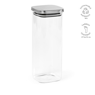"Delacroix 2100 Canister" Behälter aus Borosilikatglas, 2130 ml mit Deckel aus recyceltem Edelstahl, durchsichtig