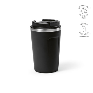 Limpopo Reisebecher recycelter Edelstahl, 490 ml. Doppelwandig und Auslaufsicher, schwarz