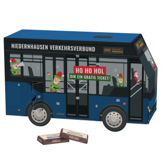 Graspapier Adventskalender "Bus" mit Sarotti Schokotäfelchen