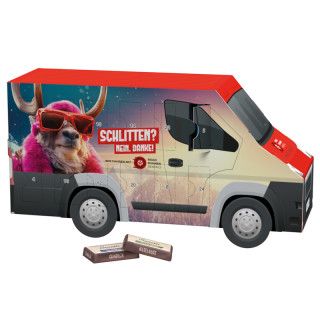 Adventskalender "Transporter" mit Sarotti Schokotäfelchen