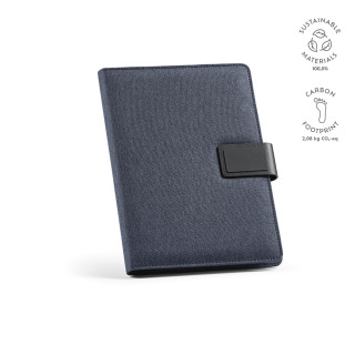 "Tolstoy A4 Folder" A4-Mappe aus rPET mit Verschluss aus rPU und Notizblock mit 64 Seiten aus FSC-zertifiziertem Papier, königsblau