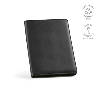 Orwell A4-Mappe aus rPU. Notizblock mit 64-seitigem FSC und Reißverschluss, schwarz