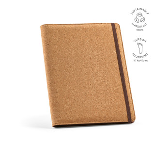 "Kafka A4 Folder" A4-Mappe aus Kork mit Notizblock mit 64 Seiten aus FSC-zertifiziertem Papier, natur