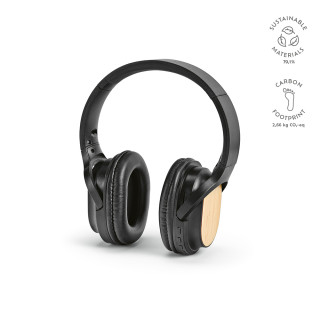 "Fleming Headphones" Kopfhörer aus rABS und Bambus, 400 mAh, 8 Stunden Wiedergabezeit, schwarz
