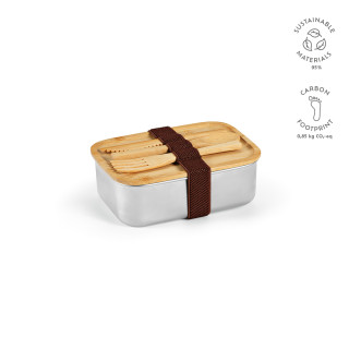 "Warhol Lunchbox" Lunchbox aus recyceltem Edelstahl, 740 ml mit integriertem Besteck, silber