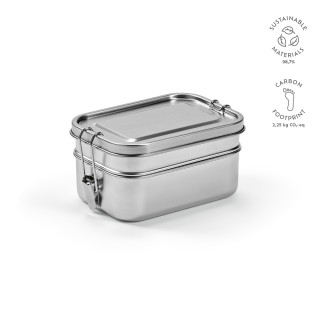 Picasso Lunchbox recycelter Edelstahl, 1240 ml. Mit seitlichen Verschlussklammern, silber