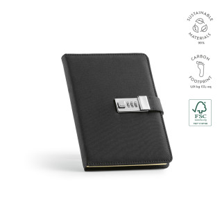 "Melville Notebook" A5 Notizbuch rPET mit Metallverschluss und 196 Seiten aus FSC-zertifiziertem Papier (70 g/m²), schwarz