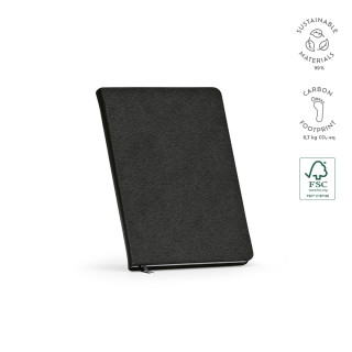 "Wilde Notebook" A5 Hardcover-Notizbuch aus rPU mit 196 Seiten aus recyceltem FSC-zertifiziertem Papier (80 g/m²), schwarz