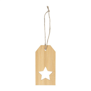 Geschenkanhänger, Stern BamTag, natur